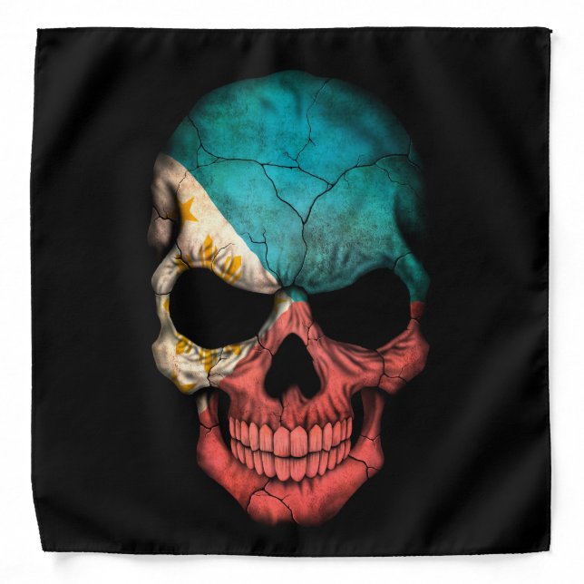 Philippines Flag Skull on Black Bandana (Front)