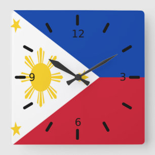 Philippines flag square wall clock