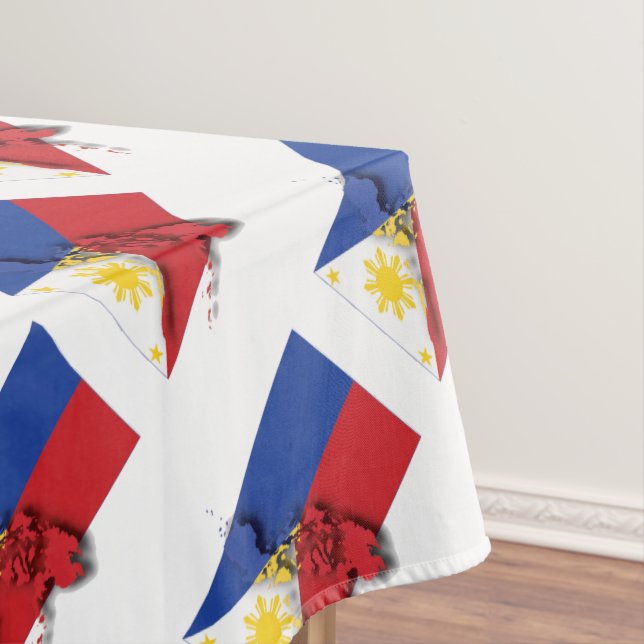 PHILIPPINES Flag Stylish Patriotic Geometric Tablecloth (In Situ)