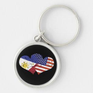 Philippines Flag USA Flag Filipino Independence Keychain