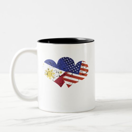 Philippines Flag USA Flag Filipino Independence Two_Tone Coffee Mug