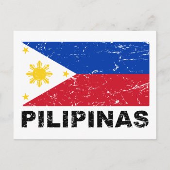 Philippines Flag Vintage Postcard by allworldtees at Zazzle