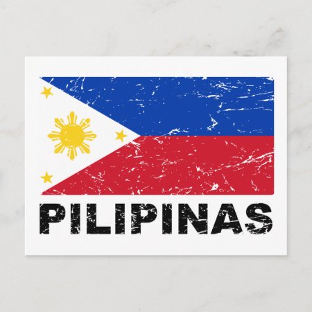 Philippines Flag Vintage Postcard