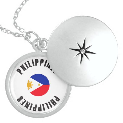 Philippines Flag Wheel Sterling Silver Necklace