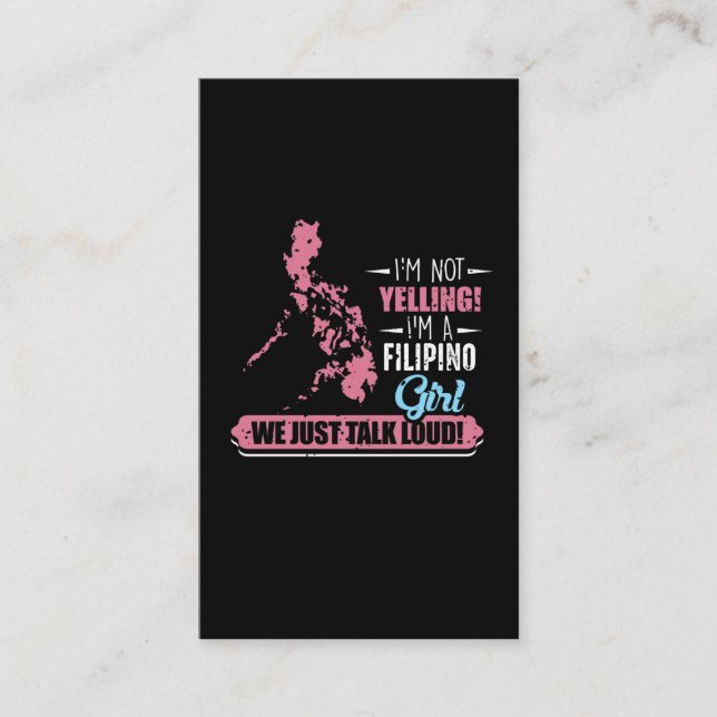 Philippines Girl Humor Filipino Yelling Filipina Business Card (Front)