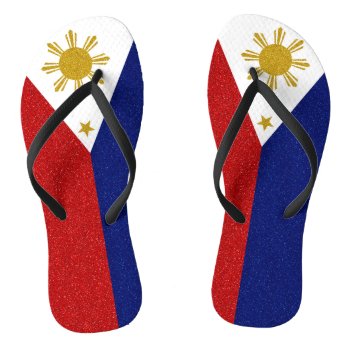 Philippines Glitter Flag Flip Flops by BeetifulWorld at Zazzle
