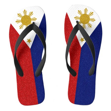 Philippines Glitter Flag, Wide Straps Flip Flops