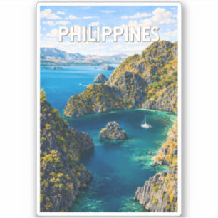 Philippines Illustration Travel Art Vintage Sticker