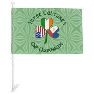 Philippines Ireland USA Shamrock Flag Personalized