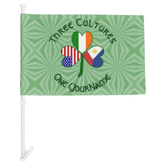 Philippines Ireland USA Shamrock Flag Personalized (Front)