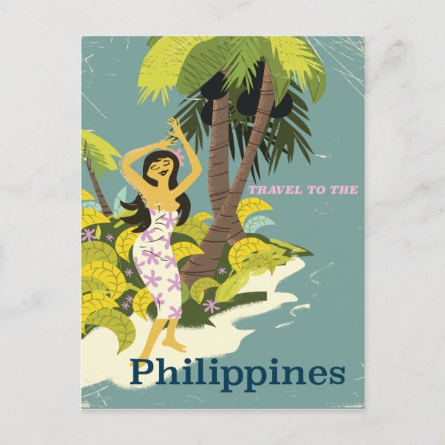 Philippines island Vintage travel poster Postcard (Front)