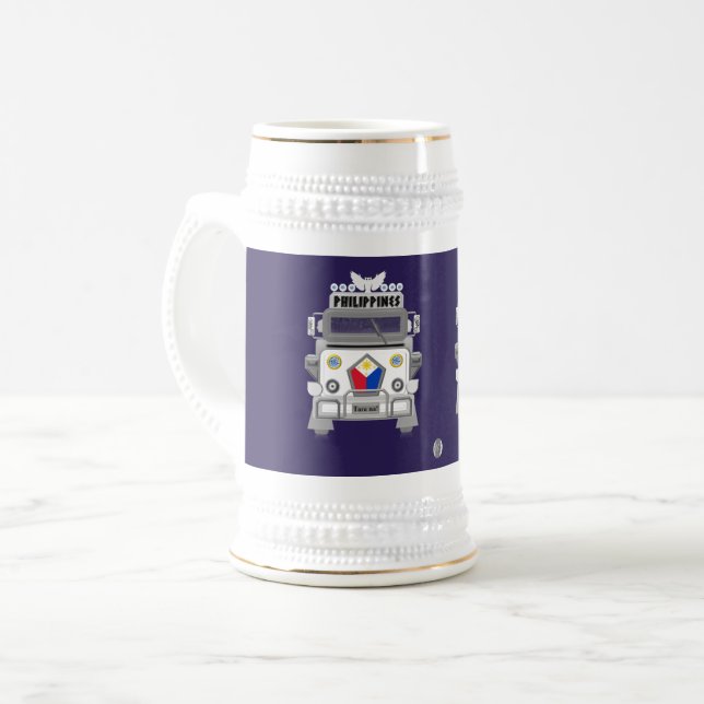 Philippines Jeepney, Elegant, Philippines Flag Beer Stein (Front Left)