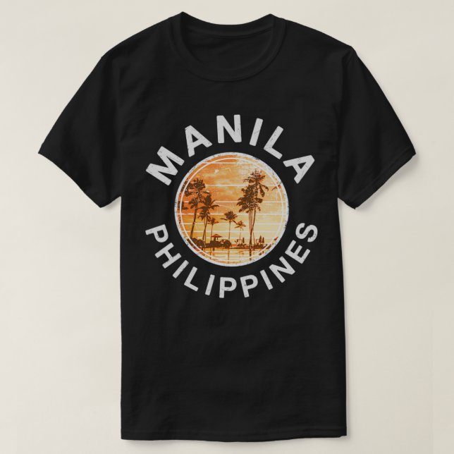 Philippines Manila Retro Sunset Filipino  T-Shirt (Design Front)