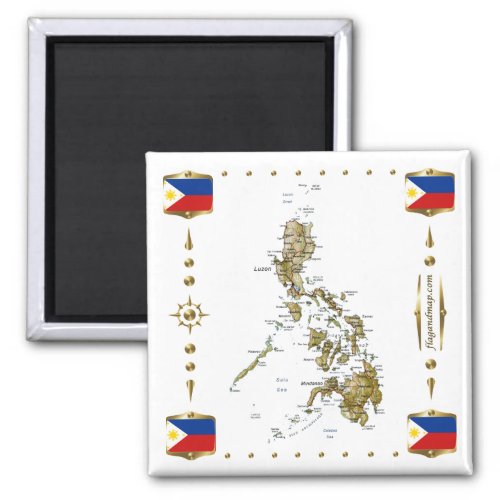 Philippines Map  Flags Magnet