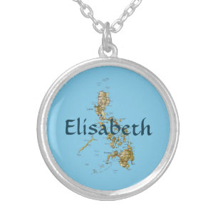 Philippines Map + Name Necklace