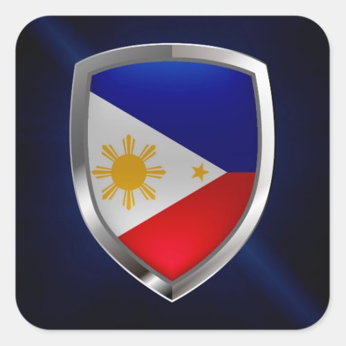 Philippines Metallic Emblem Square Sticker