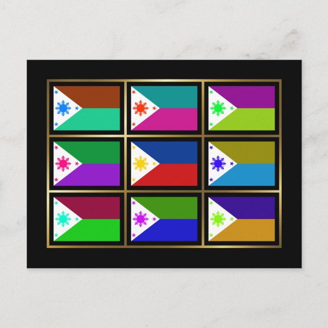 Philippines Multihue Flags Postcard (Front)