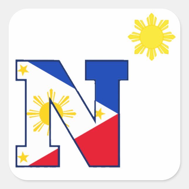 Philippines N Sun Square Sticker (Front)