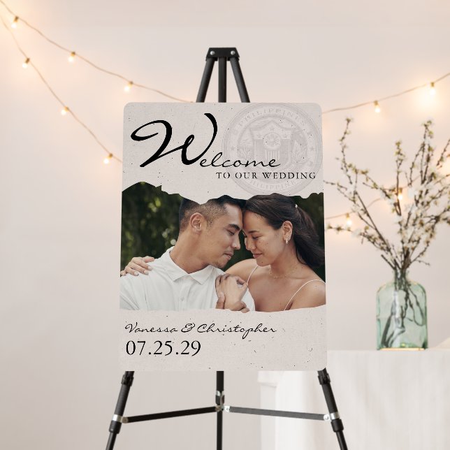 Philippines Passport Wedding Welcome Sign (In Situ (Stand))