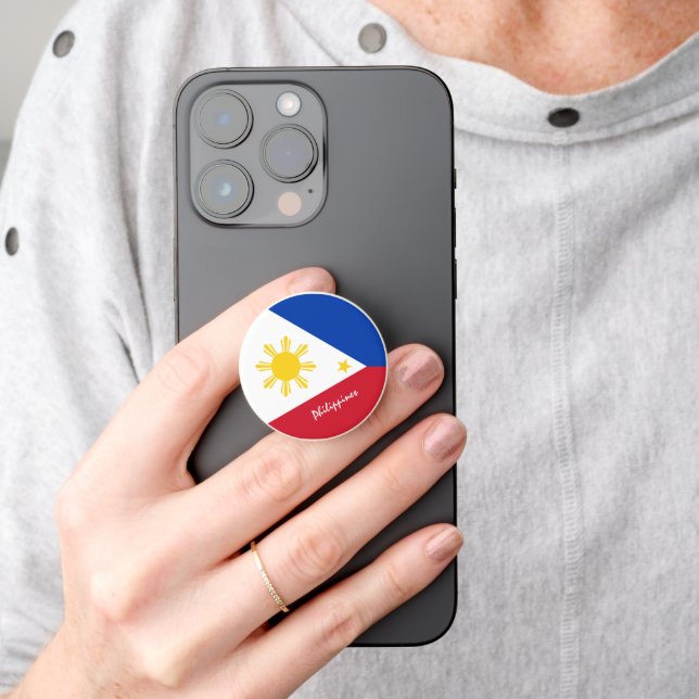 Philippines phone grip, patriotic Philippine Flag PopSocket (Hand)