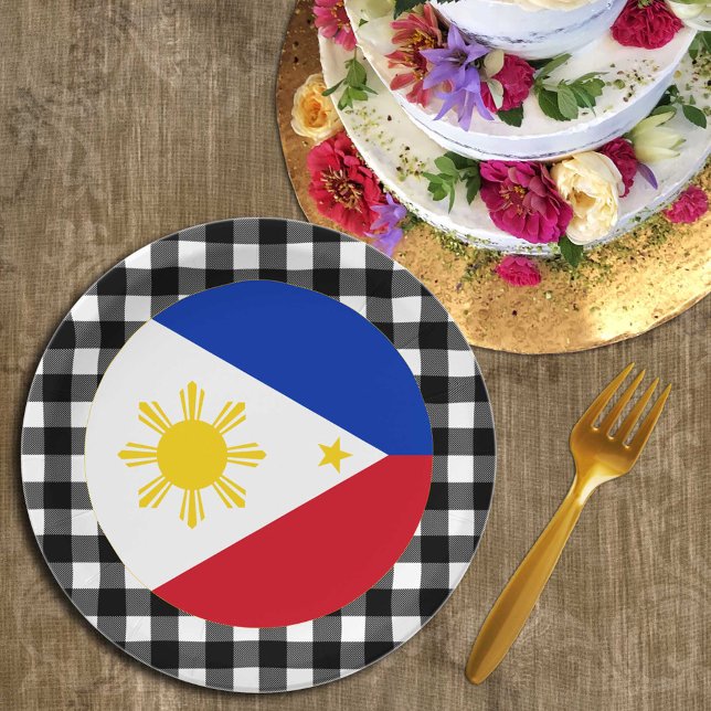Philippines Plate, buffalo plaid & Philippine Flag Paper Plates (Creator Uploaded)