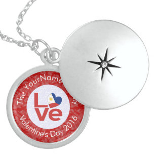 Philippines Red LOVE Flag Personalized  Locket Necklace