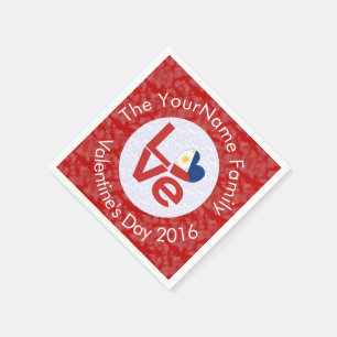 Philippines Red LOVE Flag Personalized Napkins