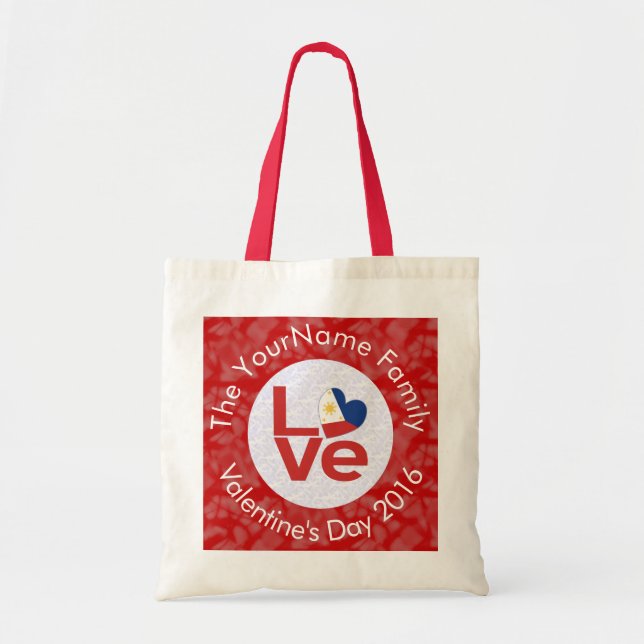 Philippines Red LOVE Flag Personalized  Tote Bag (Front)