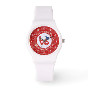 Philippines Red LOVE Flag Personalized Watch