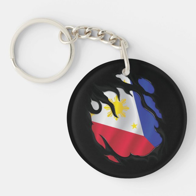 Philippines Ripped Flag Keychain (Front)