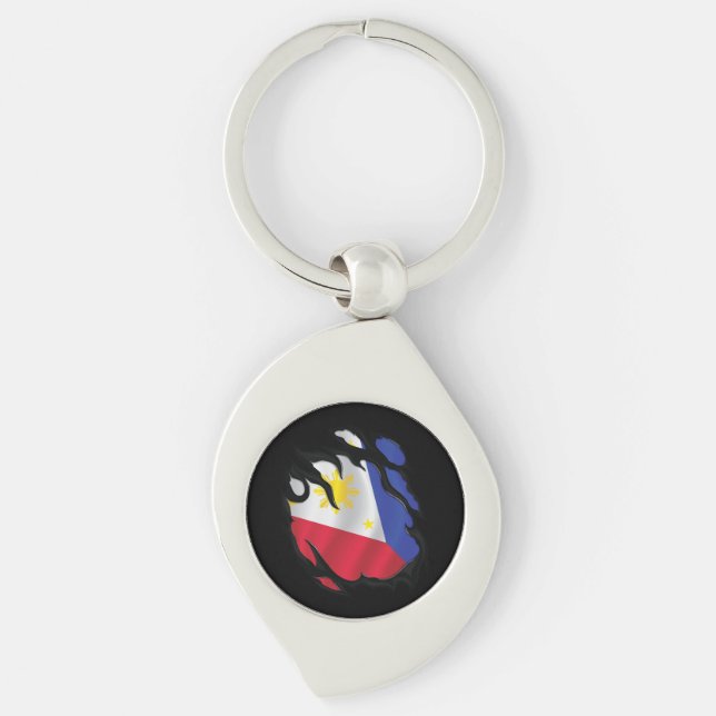 Philippines Ripped Flag Keychain (Front)