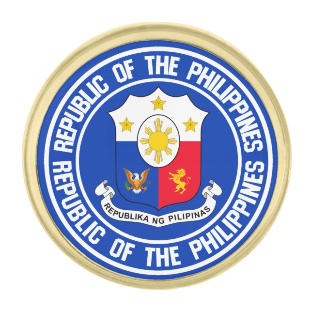 Philippines Round Emblem Gold Finish Lapel Pin (Front)