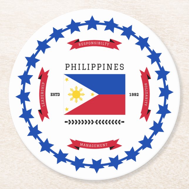 Philippines Round Paper Coaster (Front)