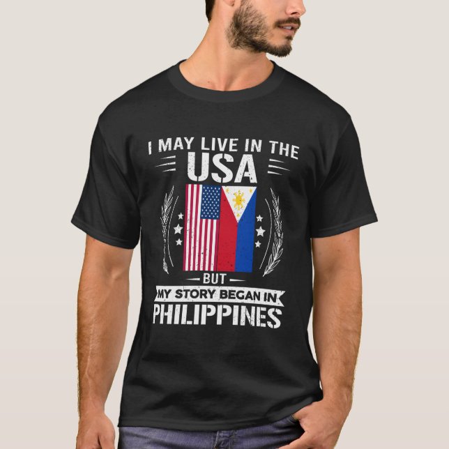 Philippines Shirt Proud Philippines And Usa Flags  (Front)