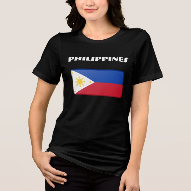 PHILIPPINES Special Customizable Black Tourist  Tri-Blend Shirt (Front)