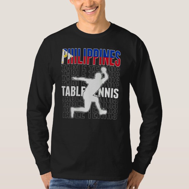 Philippines Table Tennis Fans  Philippine Flag Pin T-Shirt (Front)