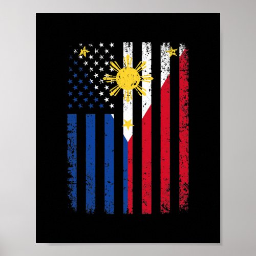 Philippines USA Flag 4th of July American Poster