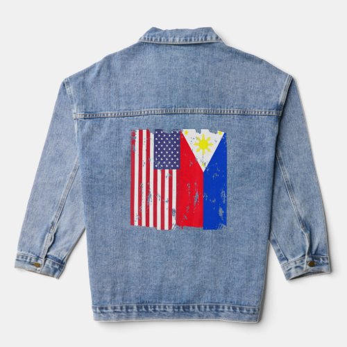 Philippines USA Flag Filipino American Loves pilip Denim Jacket