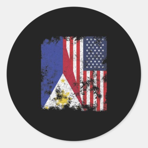 Philippines USA Flag _ Half American Classic Round Sticker