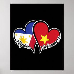 Philippines Vietnam Flag Heart Half Filipino Half Poster