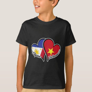 Philippines Vietnam Flag Heart Half Filipino Half T-Shirt