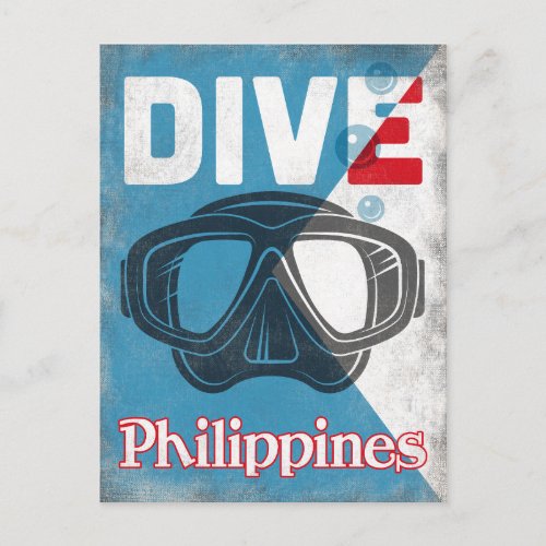 Philippines Vintage Scuba Diving Mask Postcard