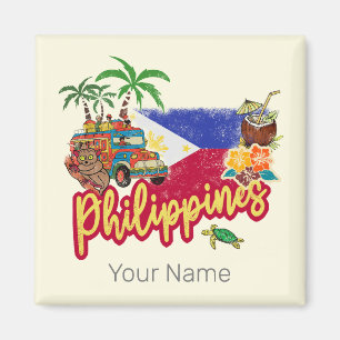 Philippines Vintage Tarsier Flag Palm Souvenir Magnet