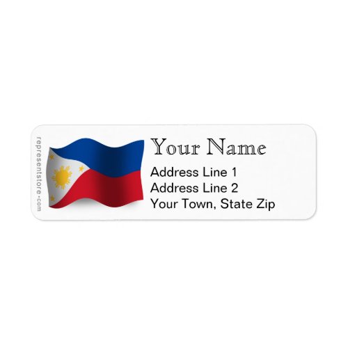 Philippines Waving Flag Label