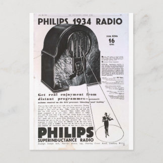 Philips 1934 radio retro antique advertisement postcard