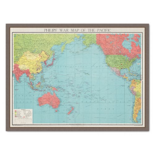 Philips War Map of the Pacific 1945 Decoupage Tissue Paper