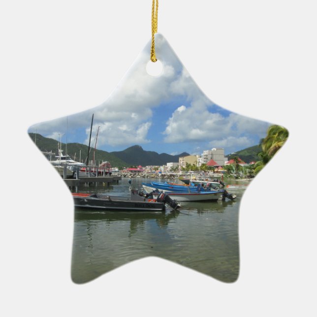 Philipsburg Harbor St. Maarten Ceramic Ornament (Front)