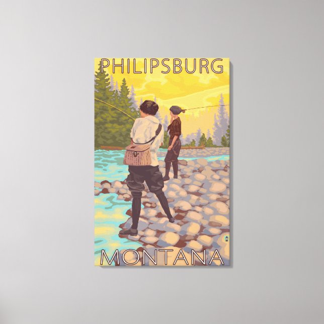 Philipsburg, MontanaWomen Fly Fishing Canvas Print (Front)