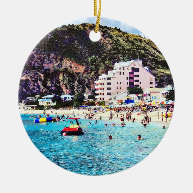 Philipsburg Sint Maarten Beach Ceramic Ornament (Front)