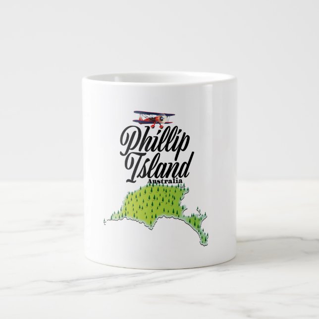 Phillip Island Australia map Giant Coffee Mug (Front)